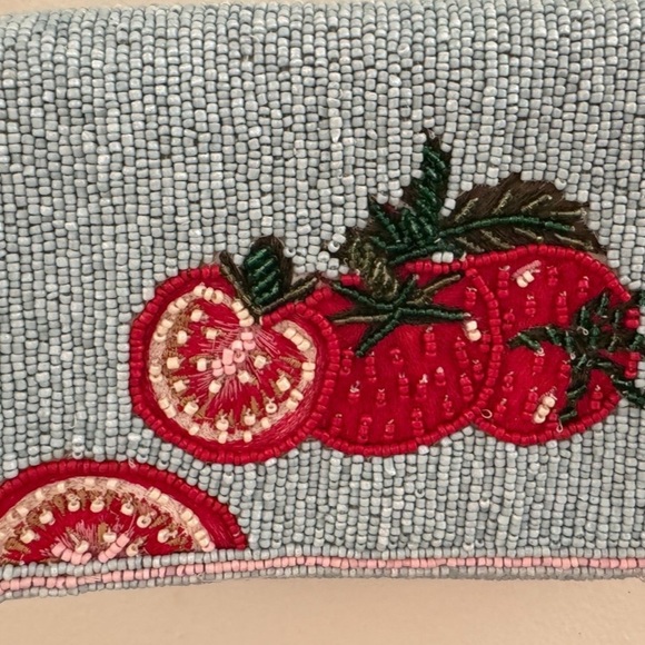 Vibrant Blue and Red Tomato Crossbody Clutch